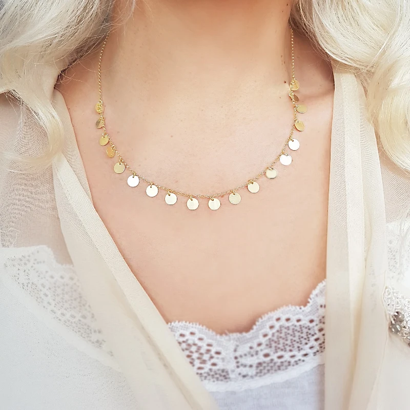 

Vaoov 925 Sterling Silver Sequin Necklace