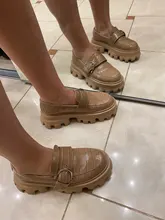 Patent Flats Platform-Shoes Toe-Buckle-Decoration Slip-On Handmade Beautoday Alligator-Pattern