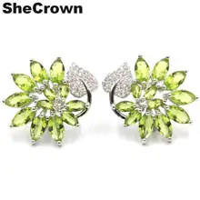 24x22 мм, Новое поступление, женские серебряные серьги зеленого перидота, натуральный CZ