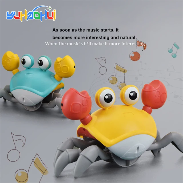 Electric Crawling Crab Baby Toy Automatic Induction Obstacle Avoidance Walking Crab Baby Toy With Music & Light Dancing Crab Toy 1