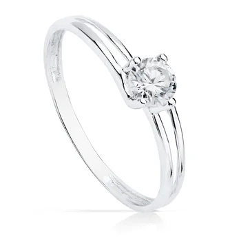 

Solitaire 18k white gold detail cubic zirconia 4.5mm. Double strip [AB8756]