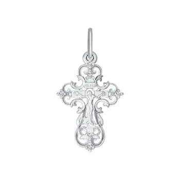 

White Gold Sokolov cross with cubic zirconia, fashion jewelry, gold, 585, women's/men's, male/female