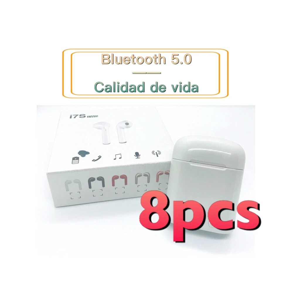 

8pcs i7s Earpieces Waterproof Microphone Bluetooth 5.0 with Auto-charging Case Portable for GYM and Outdoor Sports i12 earphones