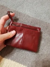 Mini Cartera de piel auténtica con cremallera para hombre y mujer, monedero pequeño y delgado de estilo Vintage
