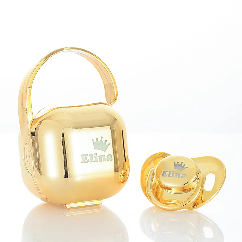 MIYOCAR personalized custom any name luxurious BPA free black white baby pacifier and pacifier storage box Nipple Storage PBS-G