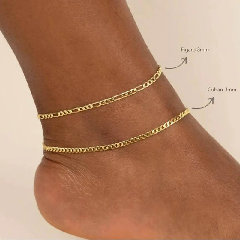 Ankle Chains Chunky Figaro Chain Anklets For Women Punk Stainless Steel 21+10cm Anklet Summer Jewelry Gift
