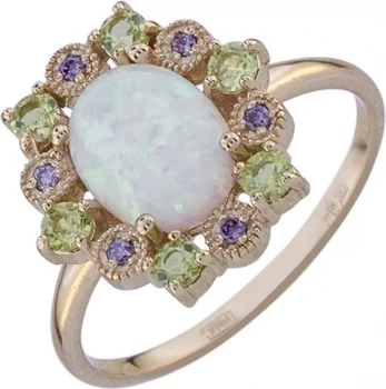 

Aloris ring with Opal, Pearl and cubic zirconia in red gold