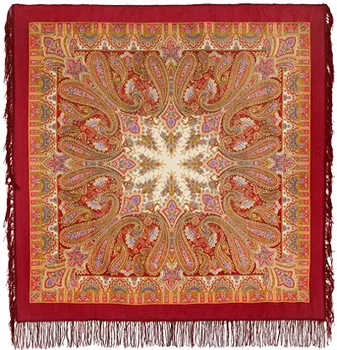 

Pavlovo Posad scarf with wool fringe 125x125 1472-5 "turquoise", View 5