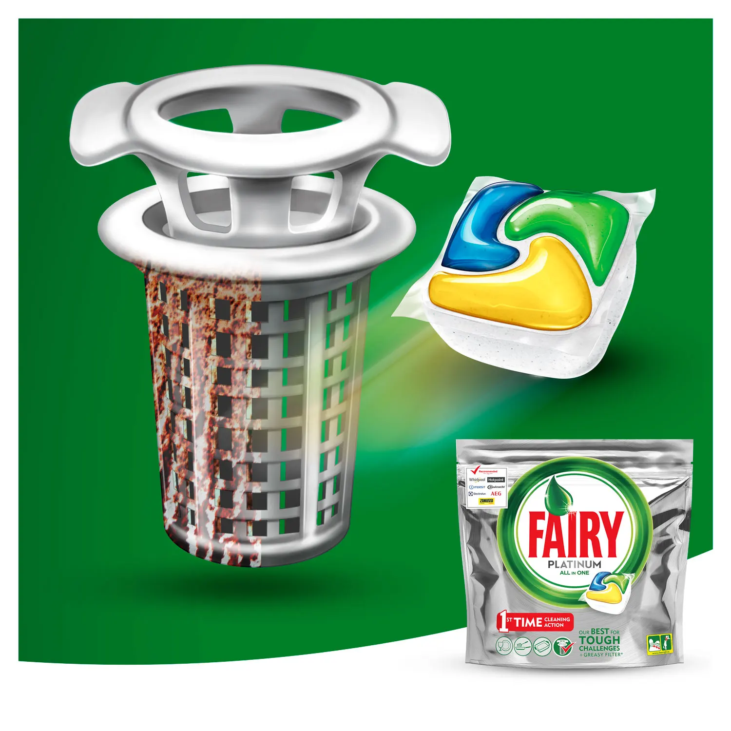 Капсулы для посудомоечной машины Fairy Platinum All in One Лимон 210 шт.(3x70шт