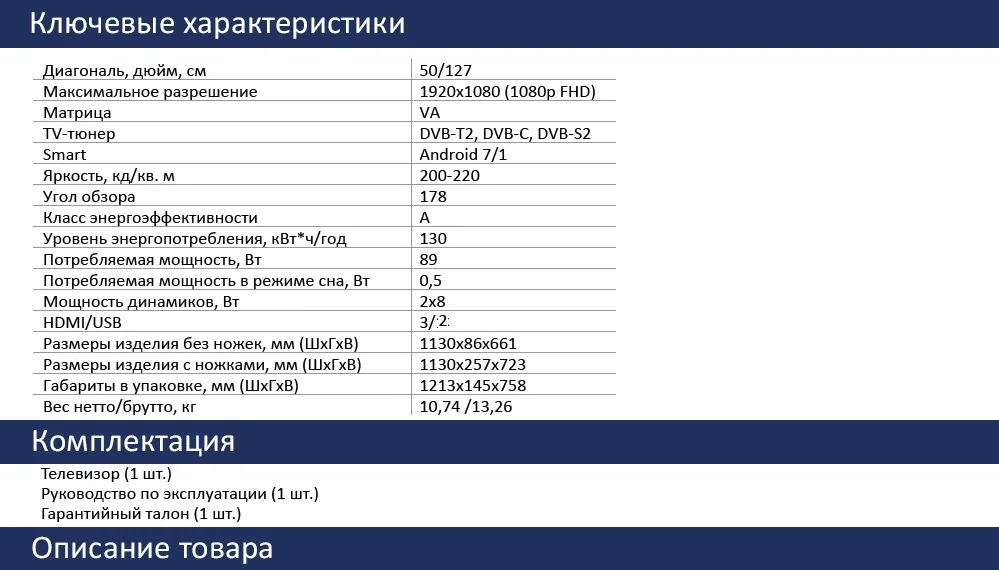 50 STV  характеристики