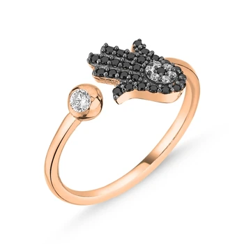 

Silver 925 Sterling Society Eye Zircon Cubic Zirconia Fatma Master Hand Adjustable Ring