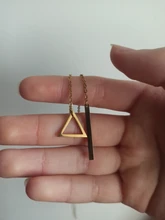 DOTIFI para las mujeres collares la innovación pendiente doble cadena larga calado triángulo y Baguette collar de acero inoxidable