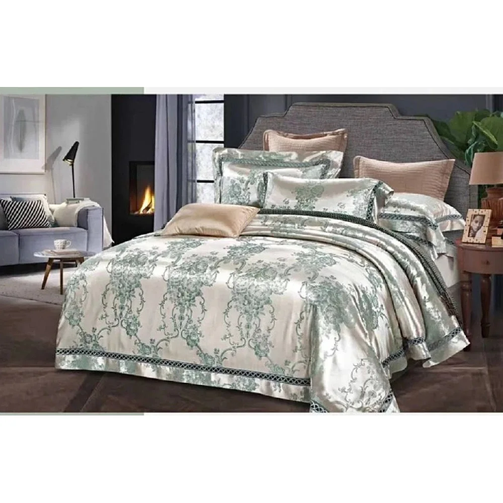 Gift Set bed linen satin Jacard euro bedding set Linens Bed cotton Satin Euro sets sheet Pillowcase Bedspread on the | Дом и сад
