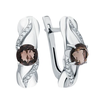 

Silver earrings with раухтопазами and cubic zirconia sunlight sample 925