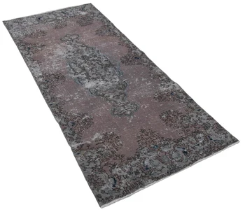 

84x200 Cm Grey Handmade Overdyed Runner Rug-3x7 Ft