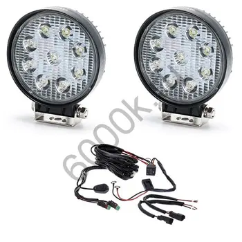 

Headlights for Atv, Buggy: Set of round led headlight 54 Watt wiring (Choose the light flux: work light)