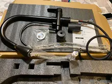 Quyanre-grúa filtrada para cocina, grifo con filtro de agua de rotación 360, mezclador de fregadero de tres vías, color negro mate