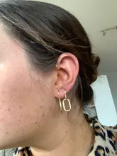 ANENJERY de Plata de Ley 925 Plata geométrica Oval aro pendientes para las mujeres Simple de Metal de estilo desmontable pendientes para las mujeres S-E1412