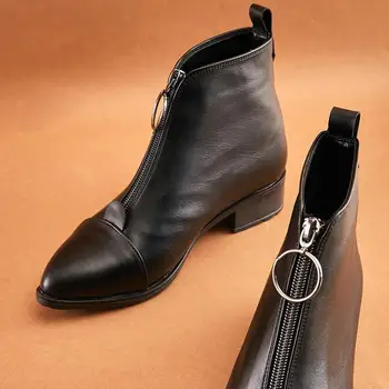 

Women winter snow non-slip boots Black warm comfortable stylish leather 2020 waterproof thick sole heels autumn comfortable new