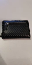 Tarjetero de Metal RFID con botón para hombre, Cartera de fibra de carbono con protección, delgada, antirrobo, 2021
