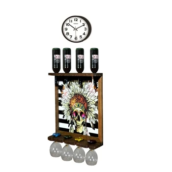 

Wall Clock Wall Art Picture Wooden Wine Rack Bottle Organizer Holders Beer Whiskey Bottle Bar Home Party Kitchen Hall Accessory
