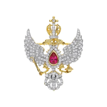 

Silver brooch with corundum and cubic zirconia sunlight sample 925