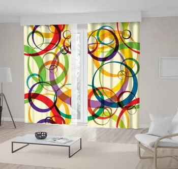 

Curtain Colorful Circles Abstract 2014geometrical Figures Patterns Fun Modern Artwork Yellow Blue Purple Red