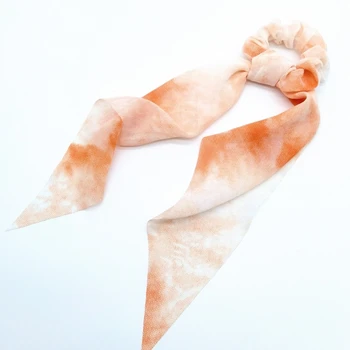 

Elastic ribbon with scarf a fashion design, orange-white.