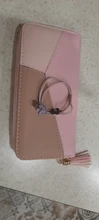 Cartera larga de piel sintética para mujer, monedero cartera borla, tarjetero, bolso de mano tipo monedero