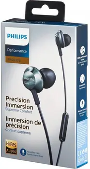 

Philips in-ear headphones PRO6305BK/00 in-ear headset (high-resolution audio, built-in microphone, noise isolating, 3 sizes caps