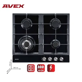 

Built in Hob gas on metall with cast iron grilles AVEX HS 6142 B Home Appliances Major Appliances gas cooking Surface hob cooke