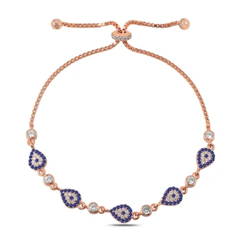 

KUTAYDAN 925 Sterling Silver Zircon Stone Drop Eye Lift Bracelet