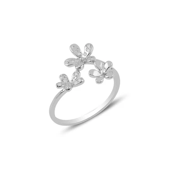 

Silver 925 Sterling Zircon Cubic Zirconia Flower Ring