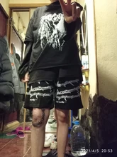 Pantalones cortos Harajuku para hombre y mujer, ropa de calle con patrón de cadena de hierro, holgados, de cintura elástica, para monopatín, Hip-hop