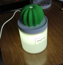 280ML Air Humidifier Soft LED Light Cactus Ultrasonic Aroma Essential Oil Diffuser 