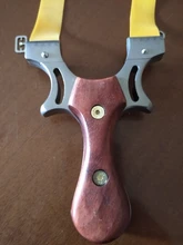 Tirachinas de acero inoxidable para caza potente, honda de cuero plano y madera maciza de alta precisión para exteriores y competición