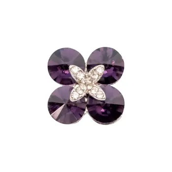 

Badge metal four leaf with purple stones (51877)