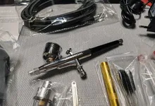 Nasedal-compresor de aerógrafo de doble acción, función de parada automática, conjunto PISTOLA DE PULVERIZACIÓN, interruptor táctil de potencia ajustable, 0,2mm/0,3mm/0,5mm
