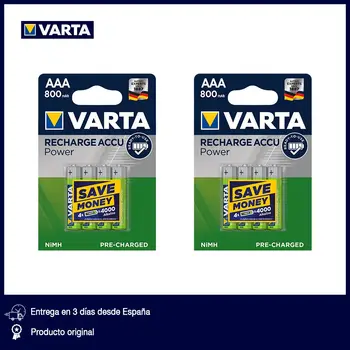 

VARTA - 2 Pack of 4 pre-charged NiMH 800 mAh rechargeable AAA batteries