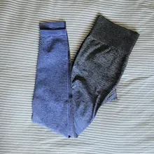 Seamless Leggings Yoga-Pants Training-Tights Nepoagym High-Waisted Ombre Women TEAL