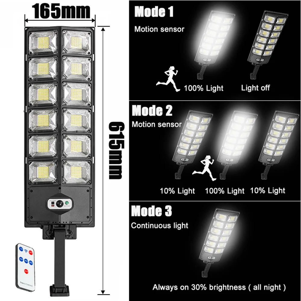 최신 780 LED 태양광 조명, 야외 3 가지 모드 투광 조명, 태양광 모션 센서 벽 램프, IP67 방수 조경 보안 램프, 8000W