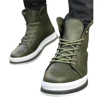 

Military Green high quality 100% vegan leather men boot. Shoe boot, sneaker boot, chaussure boot, uomo boot, young man boot