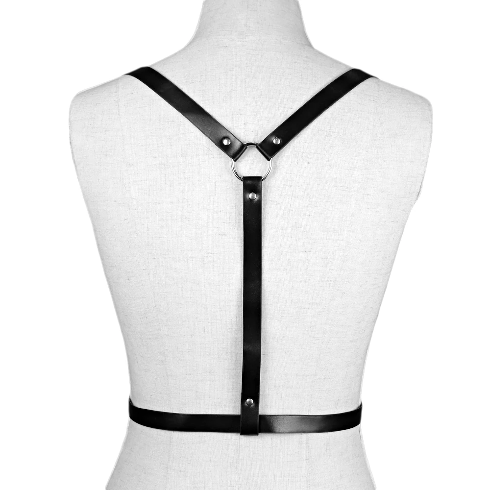 Black Faux Leather Harness Strap Belts Women Lingerie Body Bondage Cage Sculpting Harness Garters Sexy Goth Harajuku Suspenders