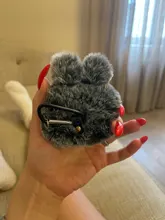 Ear-Fur-Case Capa Carabiner Plush-Cover Apple Airpods Rabbit Soft Wireless for 1-2/Wireless/Charging-fluffy-box