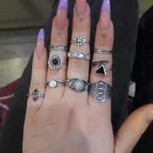 Docona-Conjunto de Anillos para nudillos geométricos Vintage para mujer, diamantes de imitación, conjunto de Anillos Midi, joyería para fiesta, accesorios