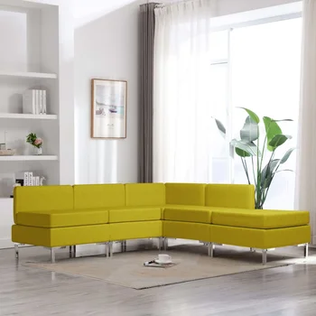 

5 PCs yellow sofa fabric sofa Set