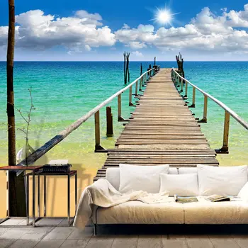 

Wall mural-Beach, sun, bridge - 100x70 cm