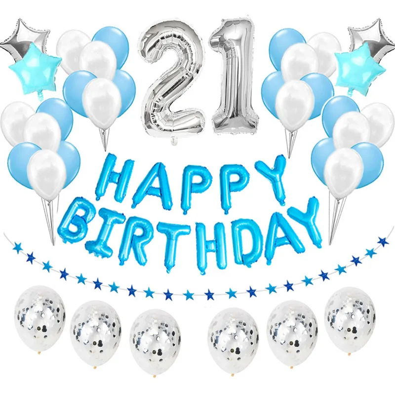 Ballons Decoratifs De Fete De Joyeux Anniversaire 38 Pieces Numeros 21 En Aluminium Or Noir Fournitures Pour Hommes Et Femmes De 21 Ans 12 Et 12 Ans Garcon Et Fille Aliexpress