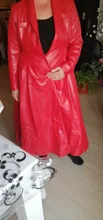 Trench-Coat Skirted Maxi Nerazzurri Long-Sleeve Extra Black Plus-Size Women Fashion Red