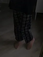 Gran 3XL cuadros Pantalones Mujer Pantalones sueltos, Casual pantalones de pierna ancha Ins Retro adolescentes Pantalones rectos Hip-hop Unisex Streetwear